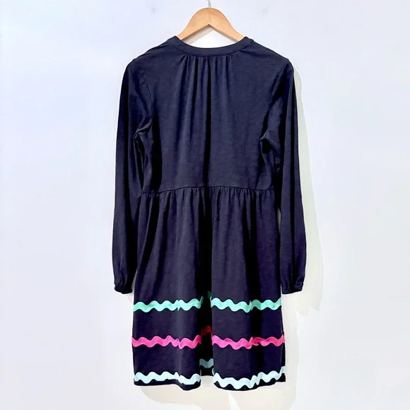 Boden Navy Corinna Colorful Ric Rac Trim Tassel Tie Cotton Dress 10 - Picture 6 of 9